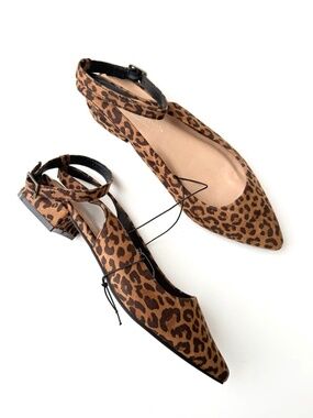 OPHELIA ROE $35 New Womens 7 Brown Black Leopard Print Pointed Toe Kitten Heel